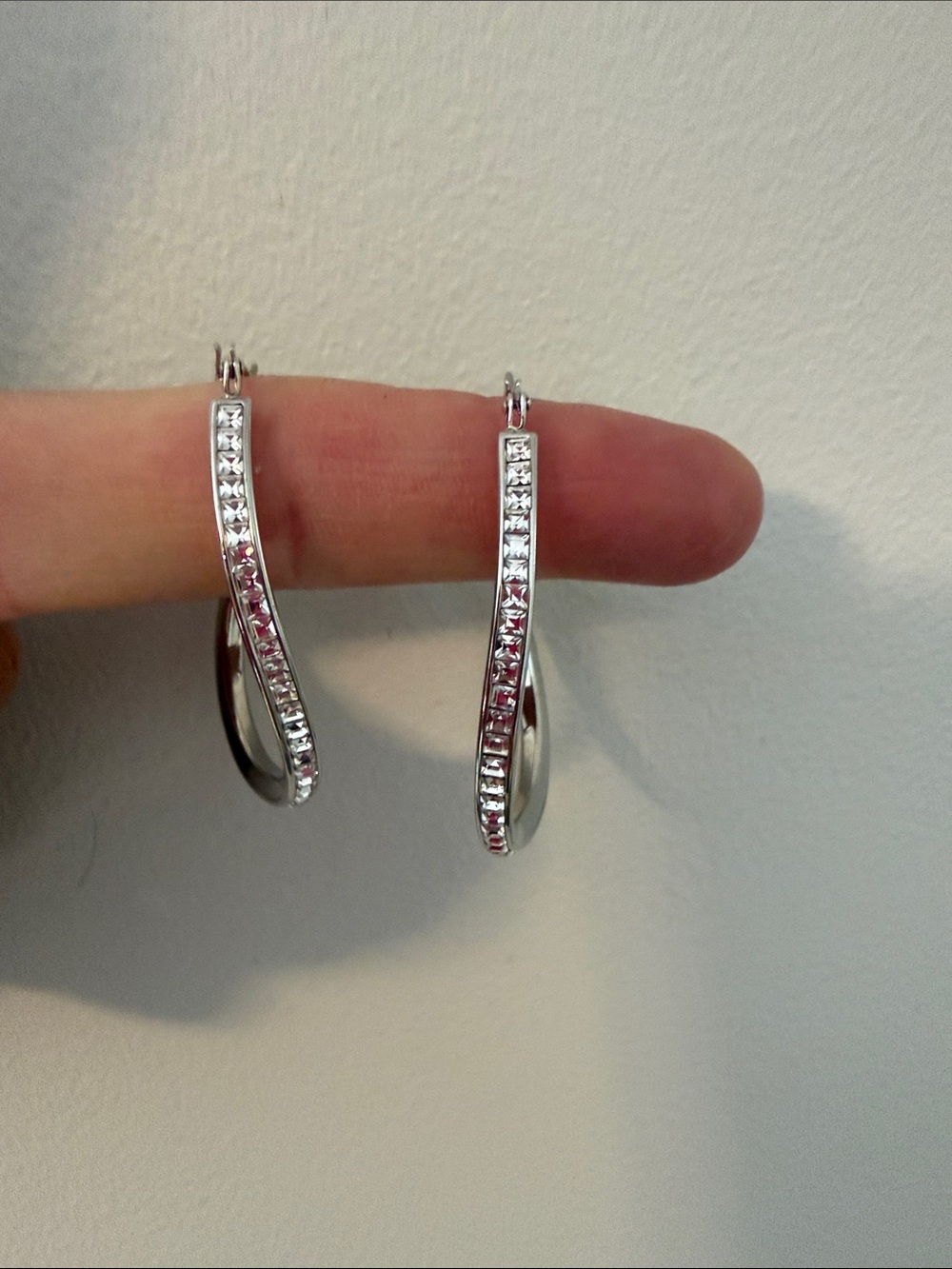 Women's Fifth Avenue Silver Crystal Wave Drop Earrings